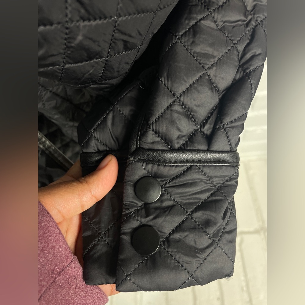 ZIAI Black Quilted Belted Jacket Snap Front Lightweight Coat Euro 42 - Picture 9 of 10